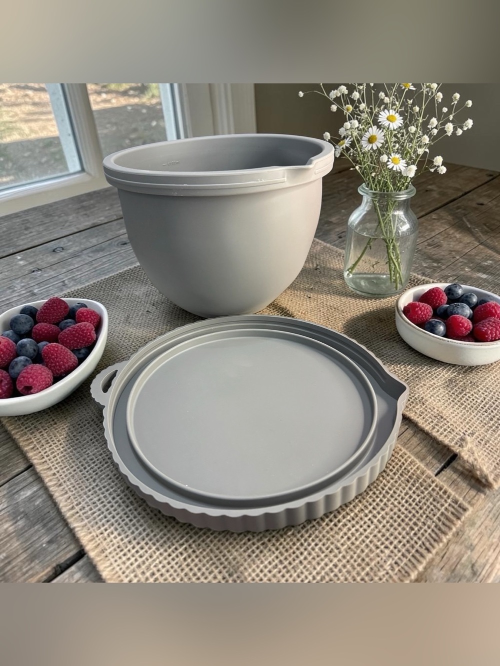 Silicone Kitchen Aid 5 Qt Mixing Bowl Liner Lidded Tilt Head Space Saver GRAY